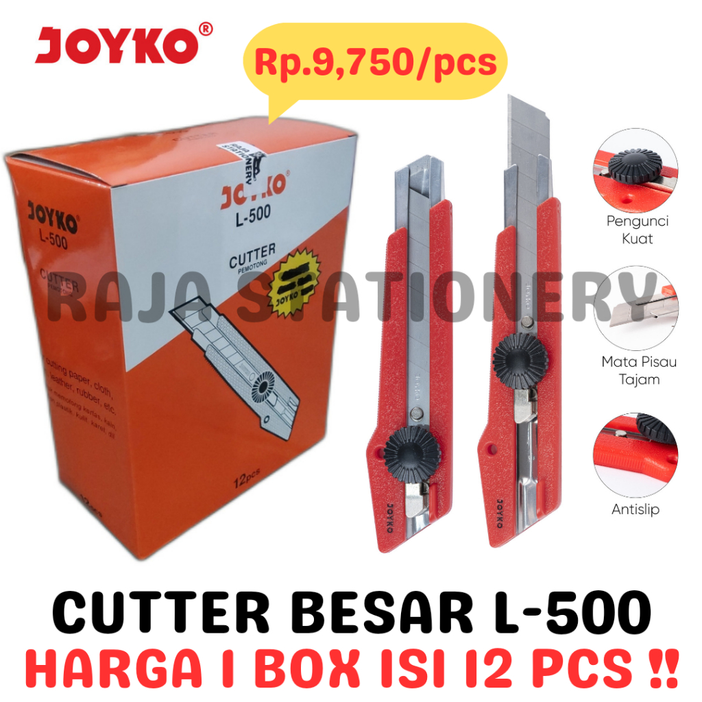 Jual Joyko Cutter Besar Pisau Potong Pemotong Kertas Silet L 500 12pcs Shopee Indonesia 