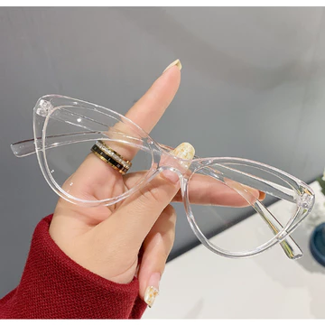 Kacamata Korea Wanita Kacamata Anti Radiasi Pria Wanita Fashion Cat Eye Retro Flat Eyeglasses