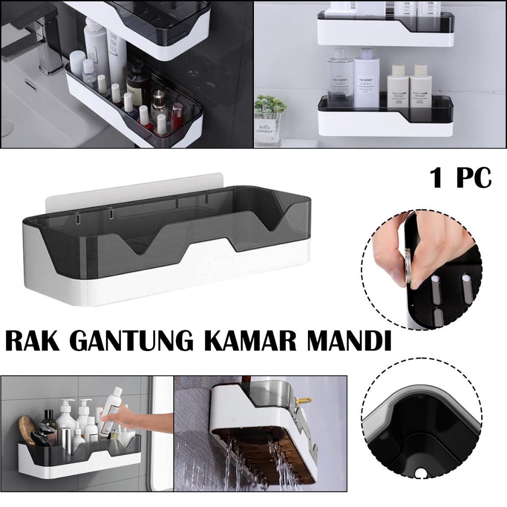 Jual Rak Gantung Kamar Mandi Organizer Shower Shelf Storage Rack Tempel ...