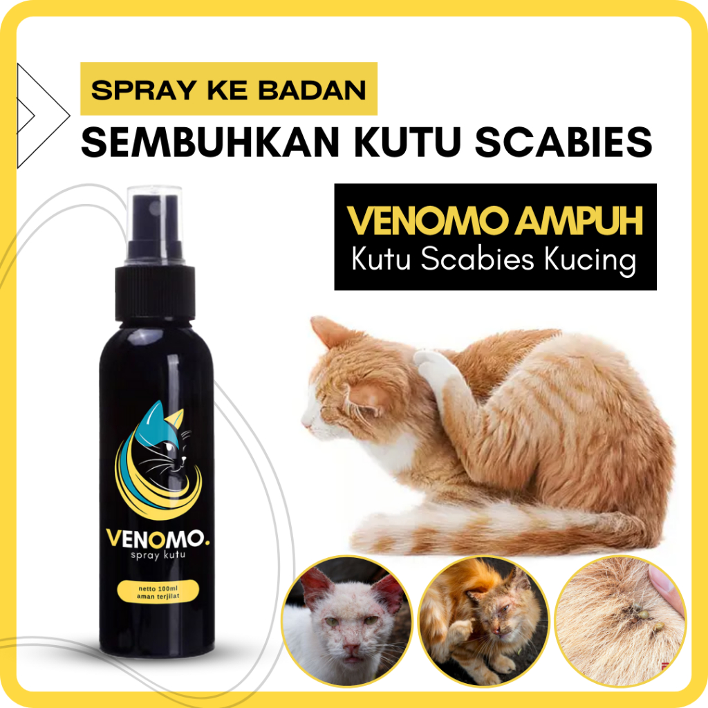 Jual Venomo Spray Badan kucing mengatasi kutu dan scabies kucing