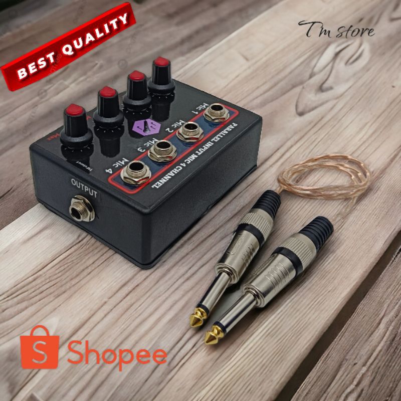 Jual Pre amp parallel input mic aktif 4 channel free kabel output ...