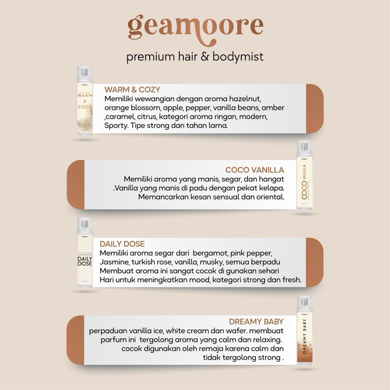 Jual Geamoore Travel Size Hair and Body Mist Parfum (Parfum Gentong ...