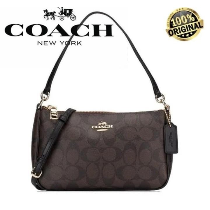 Jual (100 ORIGINAL) Tas COACH Signature Top Handle Pouch Mahogany Original Shopee Indonesia