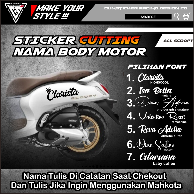 Jual STICKER CUSTOM CUTTING NAMA BODY SCOOPY STIKER CUTTING NAMA ...