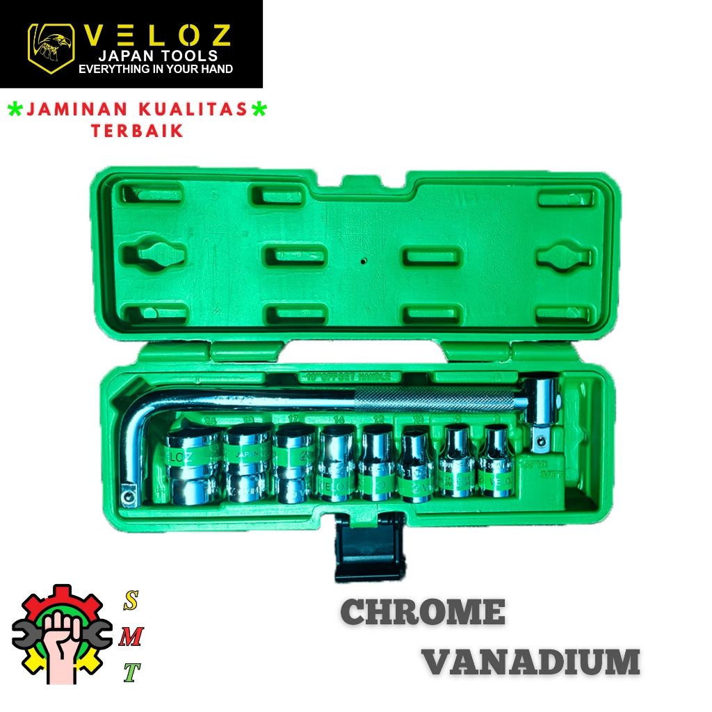 Jual VELOZ PREMIUM 1/2 INCH SOCKET 11PCS SET 6PT 8-24 BOX PVC || SOCKET ...