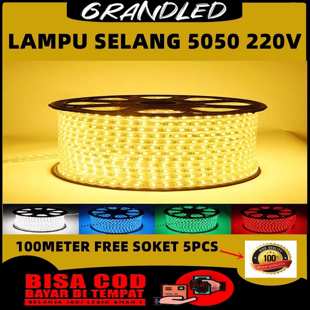 Jual Lampu Selang Led Strip Meter Ac V Waterproof Free Soket Pcs Lampu Selang