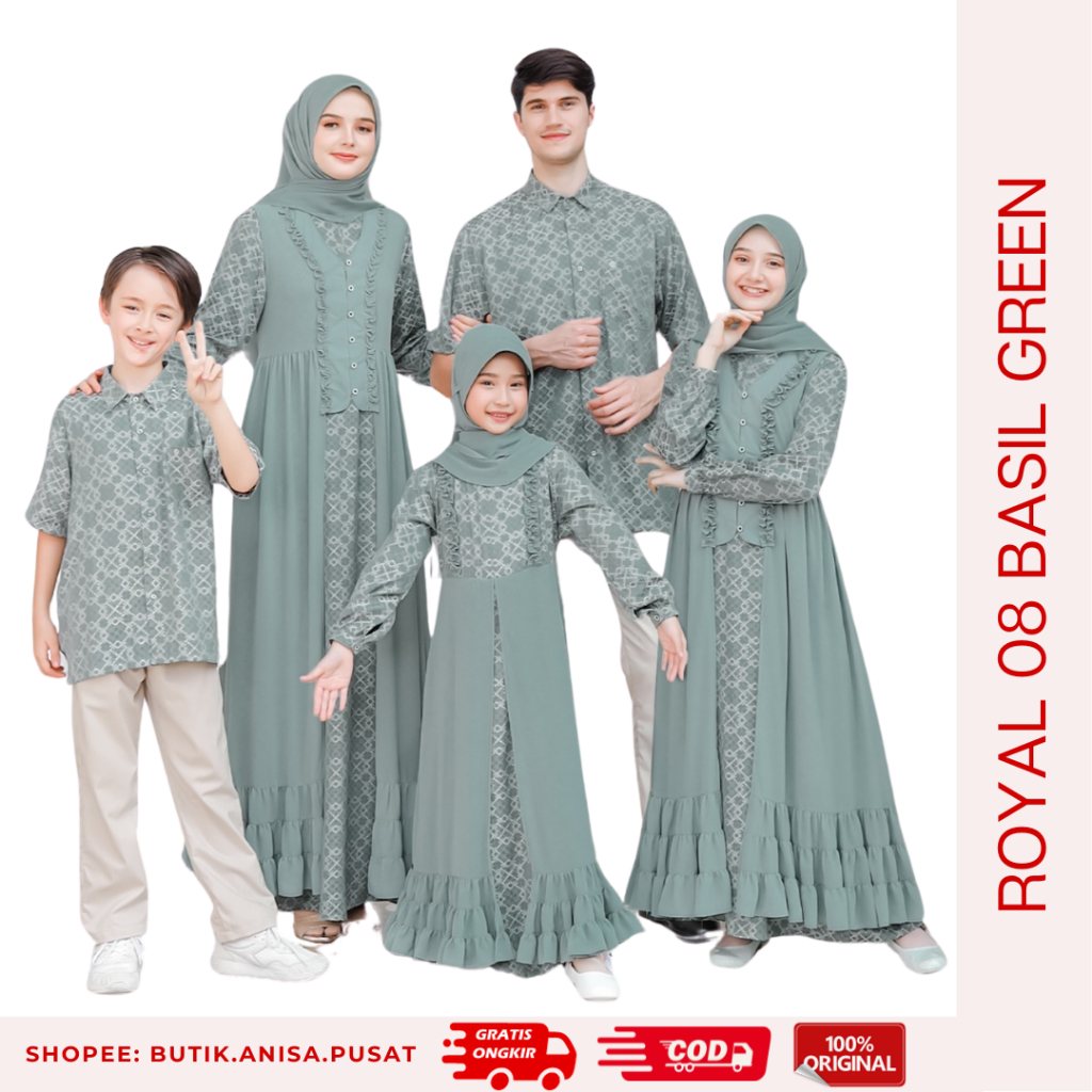 Jual ETHICA SARIMBIT ROYAL 08 BASIL GREEN Sarimbit Keluarga 2024 Gamis ...