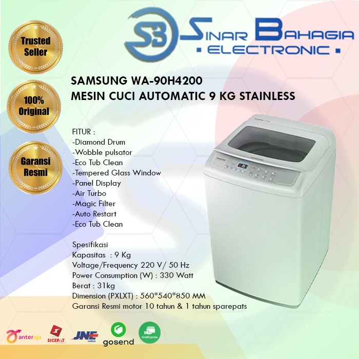 Jual SAMSUNG WA-90H4200 MESIN CUCI AUTOMATIC 9 KG STAINLESS (NEW ...