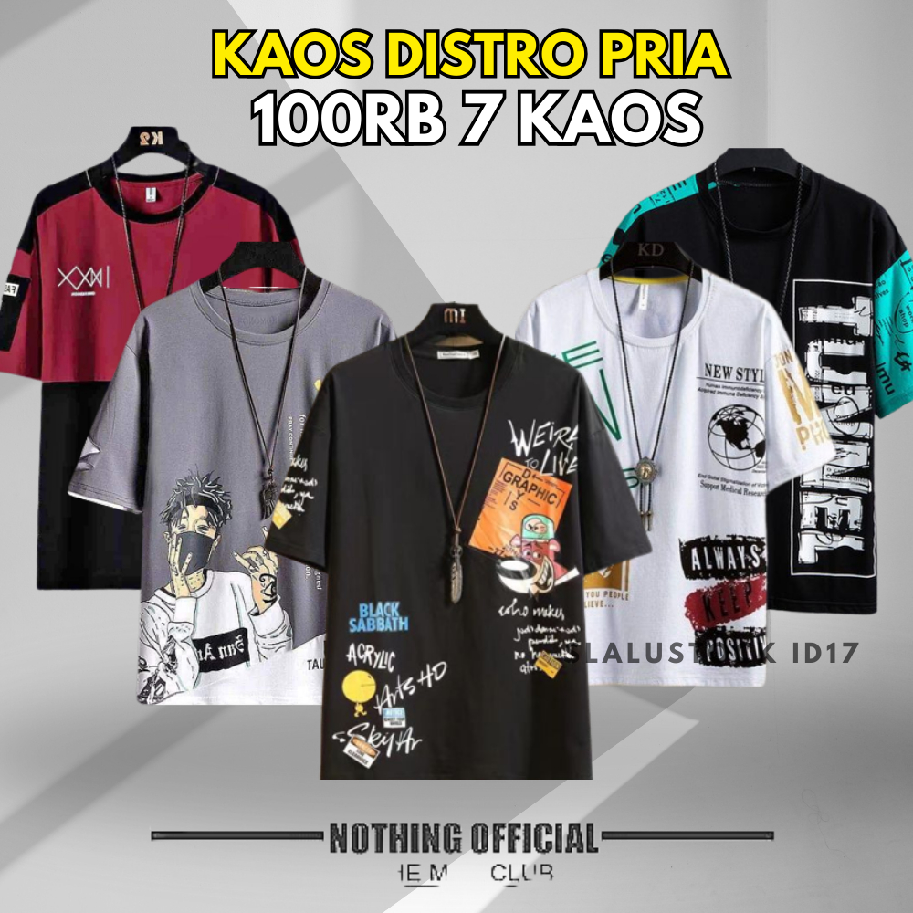 Jual Hanya 100rb dapat 7 kaos Distro Pria Terbaru/ t-shirt keren/ kaos