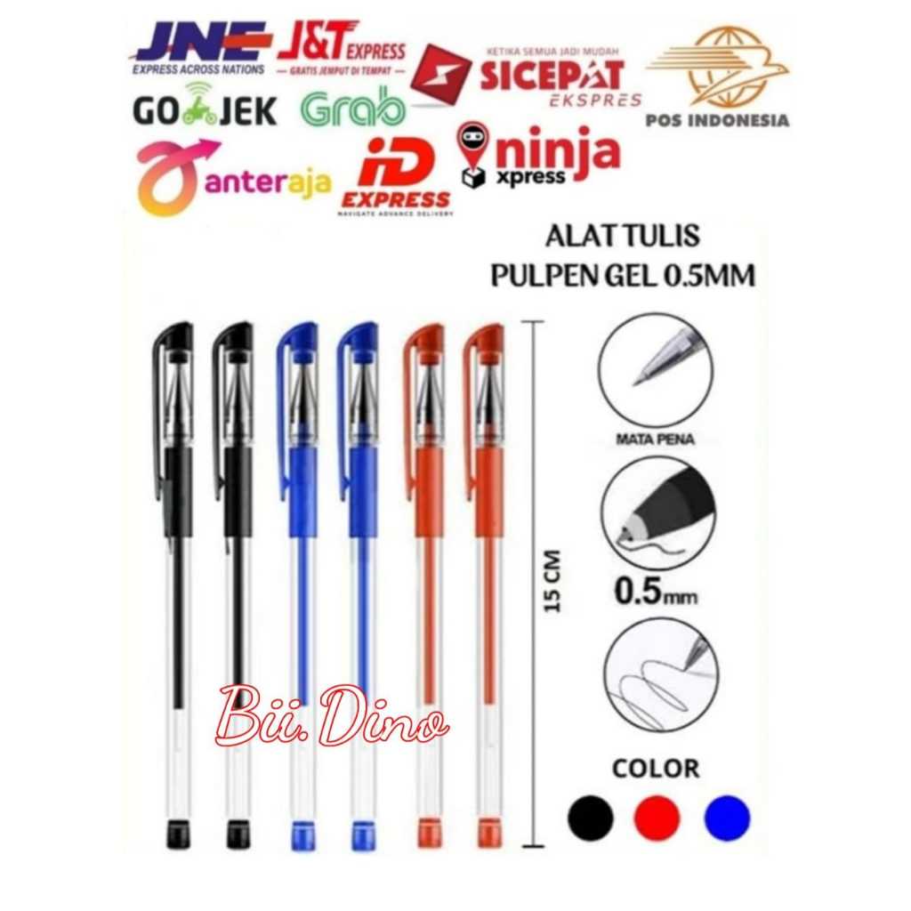 Jual Pena Gel 0.5mm Standard Pulpen Mimi Tinta Cair 0.55mm Pen Hitam ...