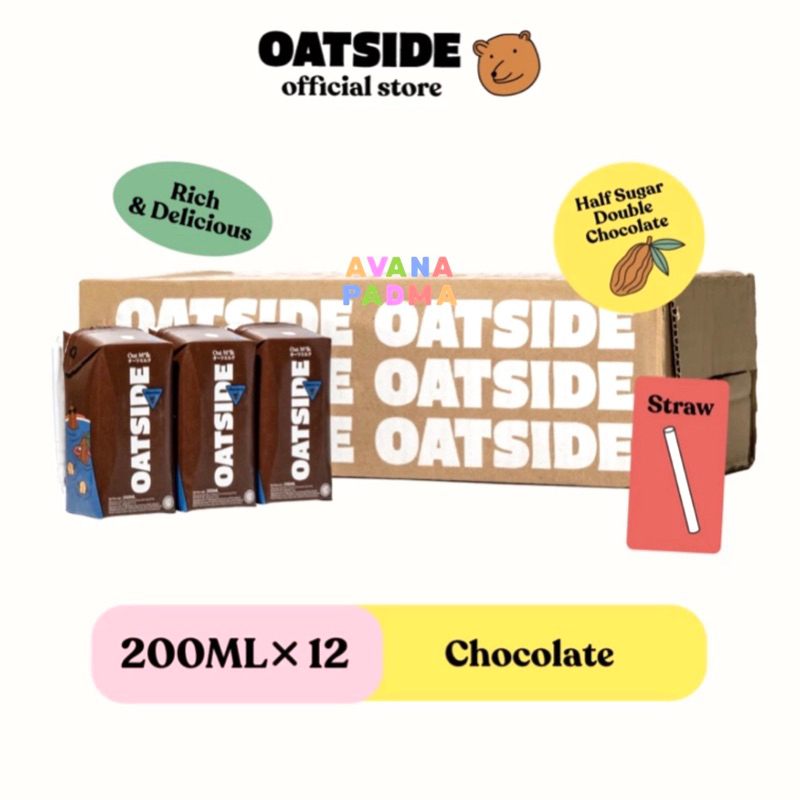 Jual Oatside Oat Milk Mini Straw 200ml (Isi 12/Karton) (3 Varian Rasa