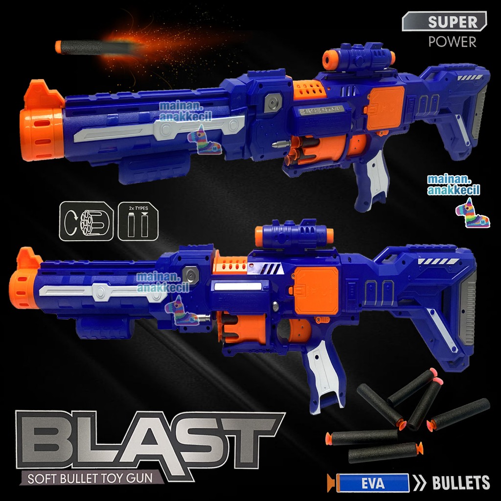 Jual Mainan Tembakan Pistol Nerf Gun Blast Shoot Electric SoftBullet ...