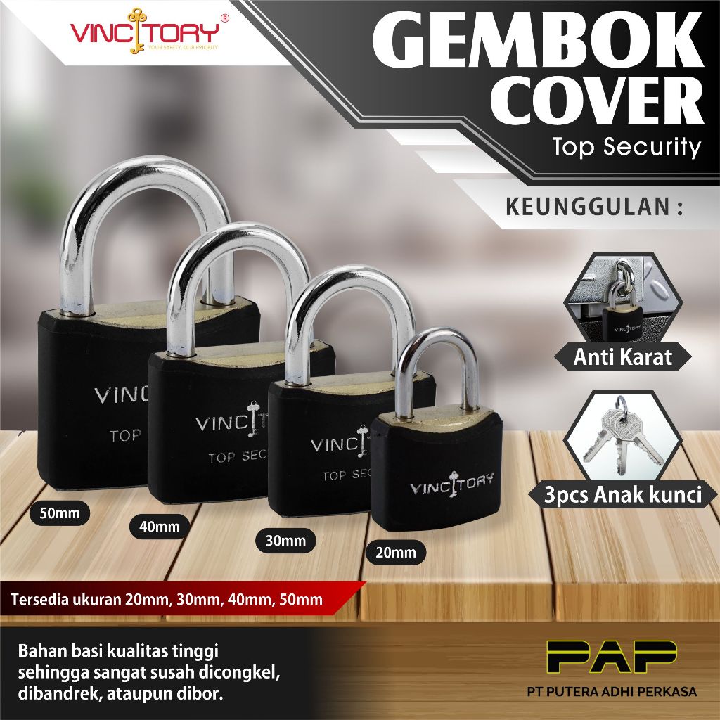 Jual Vincitory Gembok Cover Anti Rust Anti Maling Anti Cut Murah 50,40 ...