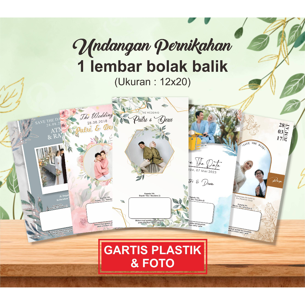 Jual Undangan Pernikahan 1 Lembar (i2) | Shopee Indonesia