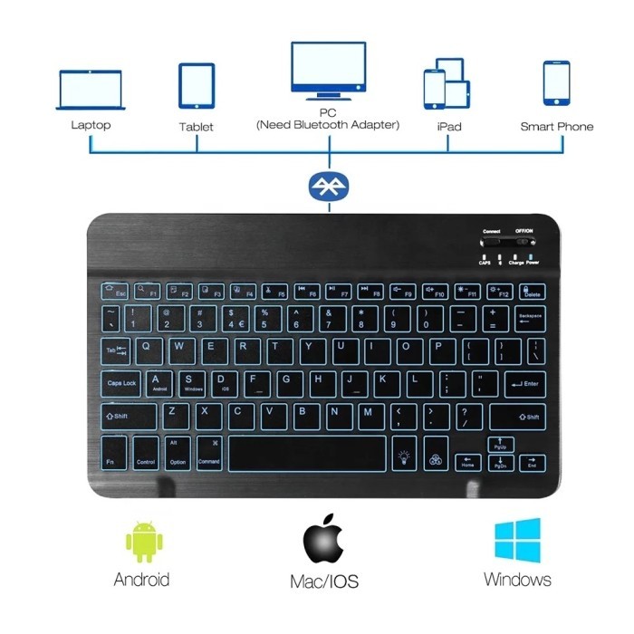 Jual Universal Keyboard Rechargeable RGB Wireless Bluetooth Portable ...