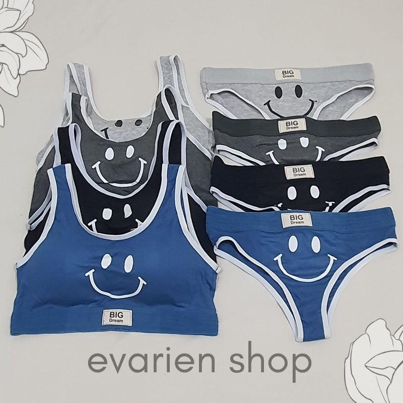 Jual EVARIEN - Setelan Underwear Cute Smiley Face Smile - Set Pakaian ...