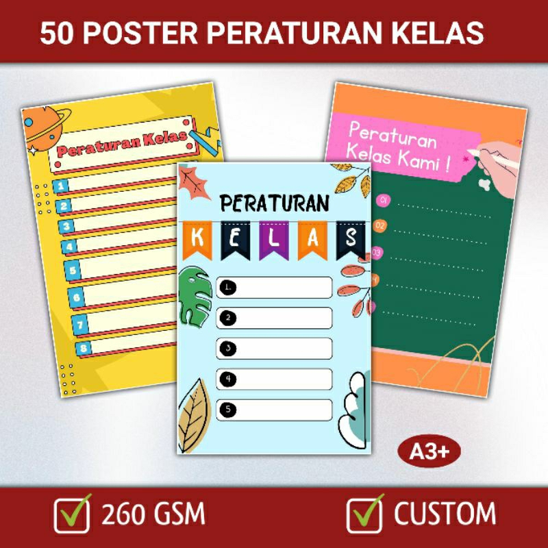 Jual POSTER CUSTOM PERATURAN KELAS DEKORASI RUANGAN PAJANGAN DINDING ...