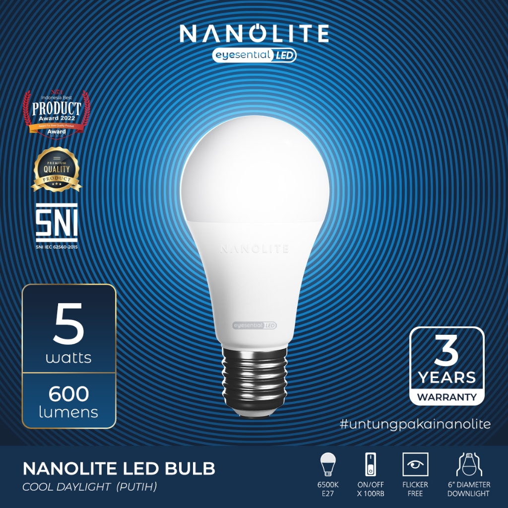 Nanolite Lampu LED Bulb 5 Watt (klik untuk pembelian di Shopee)