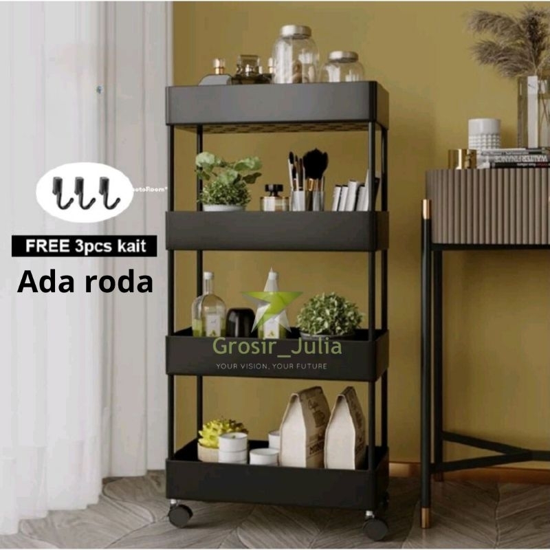 Jual Rak Dapur 4 Susun Rack Plastik Serbaguna Multifungsi Troli Persegi ...