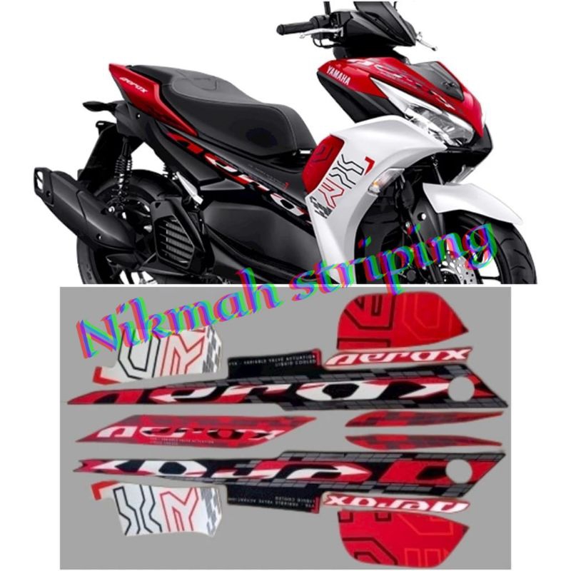 Jual Striping Stiker Yamaha Aerox Rc Fullset Merah Putih