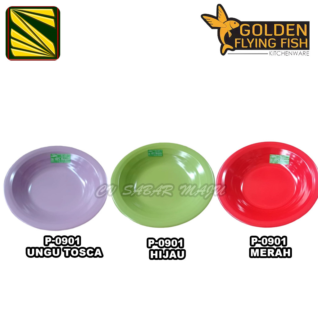 Jual Golden Flying Fish Piring Datar Ulir / Piring Melamin Ukuran 9inch ...