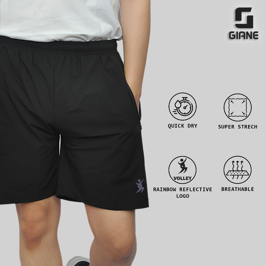 Jual Giane Celana Pendek Lari Gym Badminton Micro Stretch Import Logo Rainbow Menyala Shopee