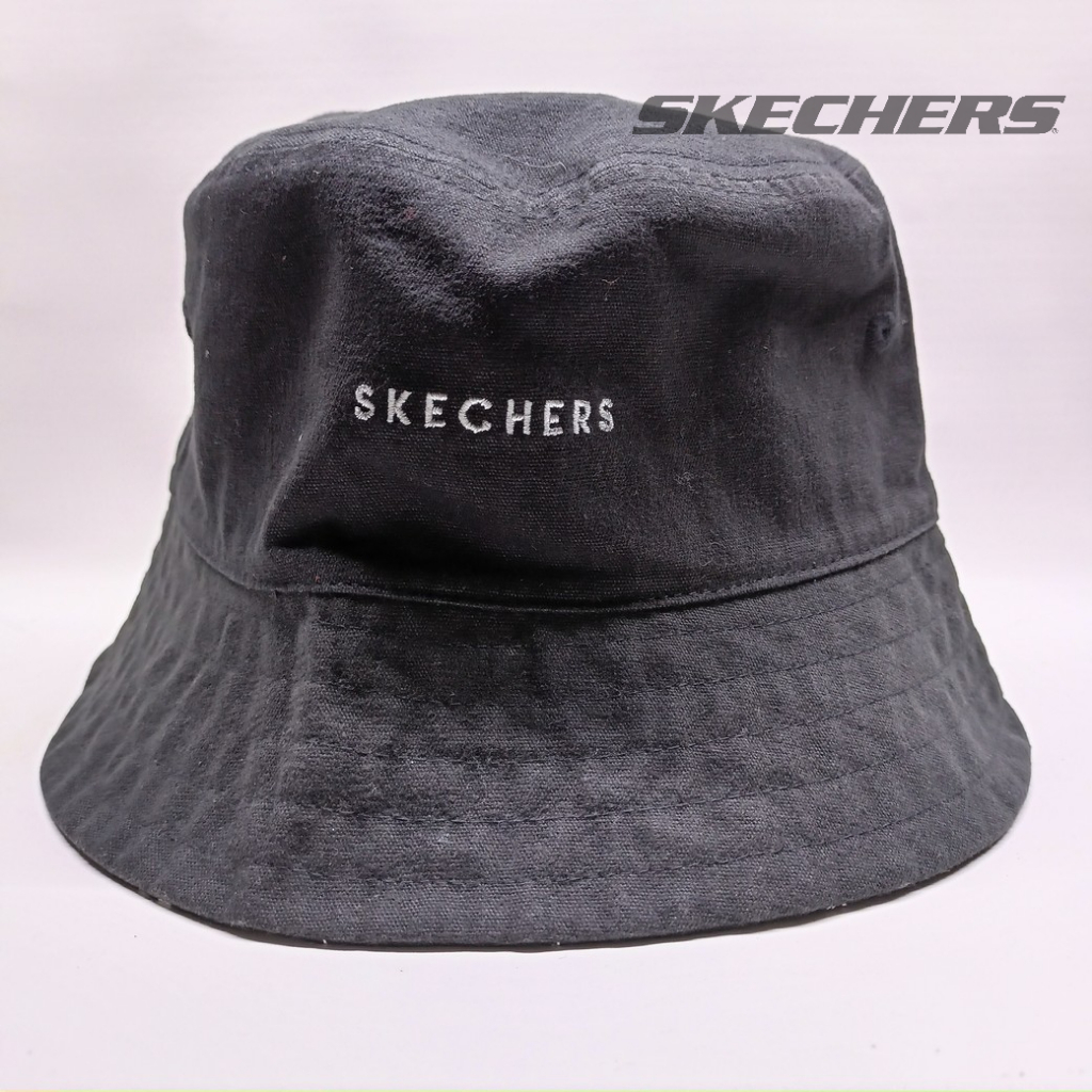 Topi SKECHERS UNISEX REVERSIBLE BUCKET HAT UNISEX BLACK 100% Original