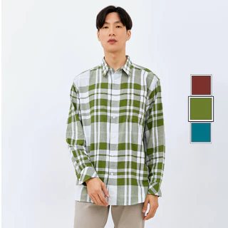 M231 Kemeja Pria Flannel Oversized Panjang 0081