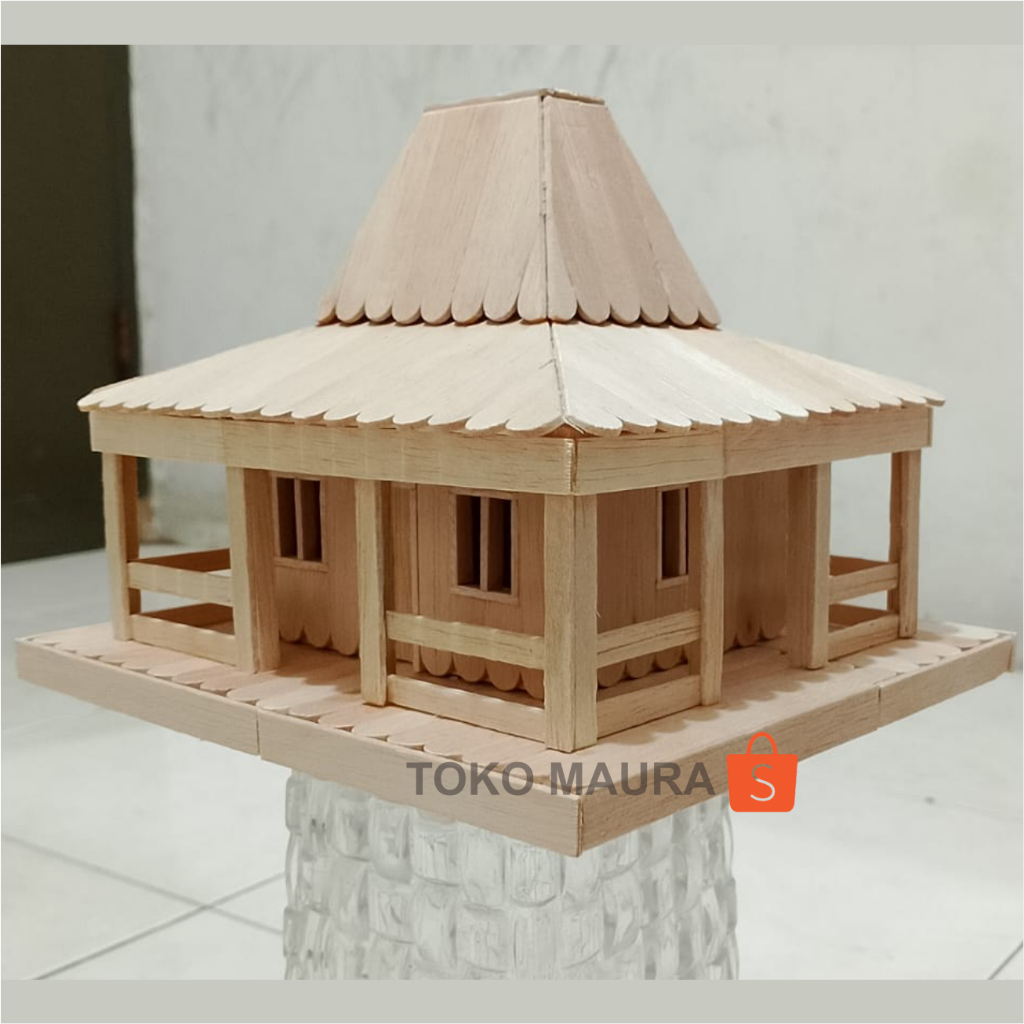 Jual Miniatur Rumah Adat Jawa Joglo Dari Stik Es Krim Shopee Indonesia