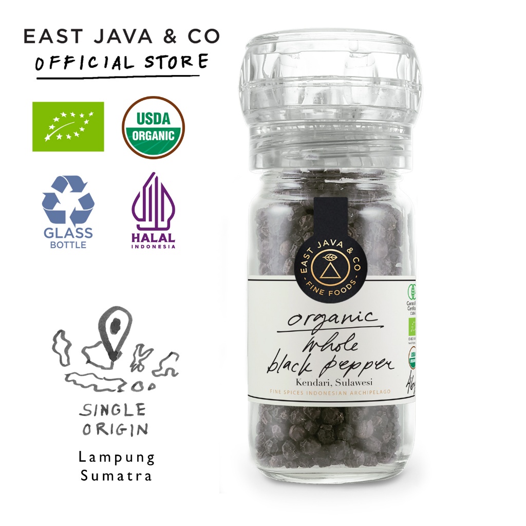 Jual East Java & Co Organic Whole Black Pepper Mill - 46g (Lada Hitam ...