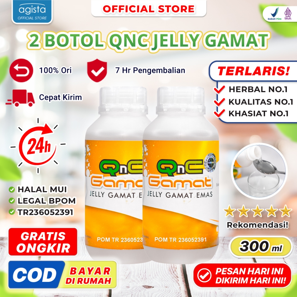 Jual Paket 2 Botol QnC Jelly Gamat Mas Asli Herbal Teripang Emas BPOM ...