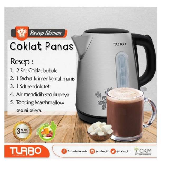 Jual TURBO Kettle Listrik Stainless 1 Liter - EHL1058 | Shopee Indonesia