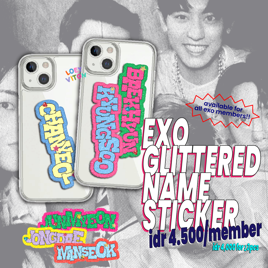 Jual [ready stock] exo glittered name sticker - @loeyviton | Shopee ...