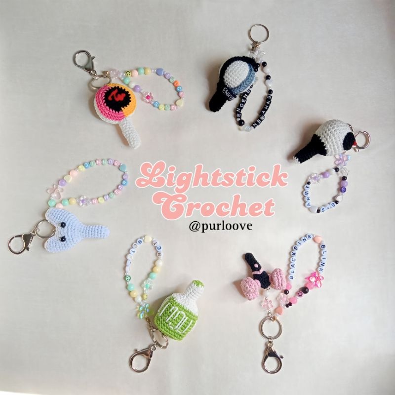 Jual Ganci rajut lightstick kpop | crochet keychain | bts twice enhypen ...