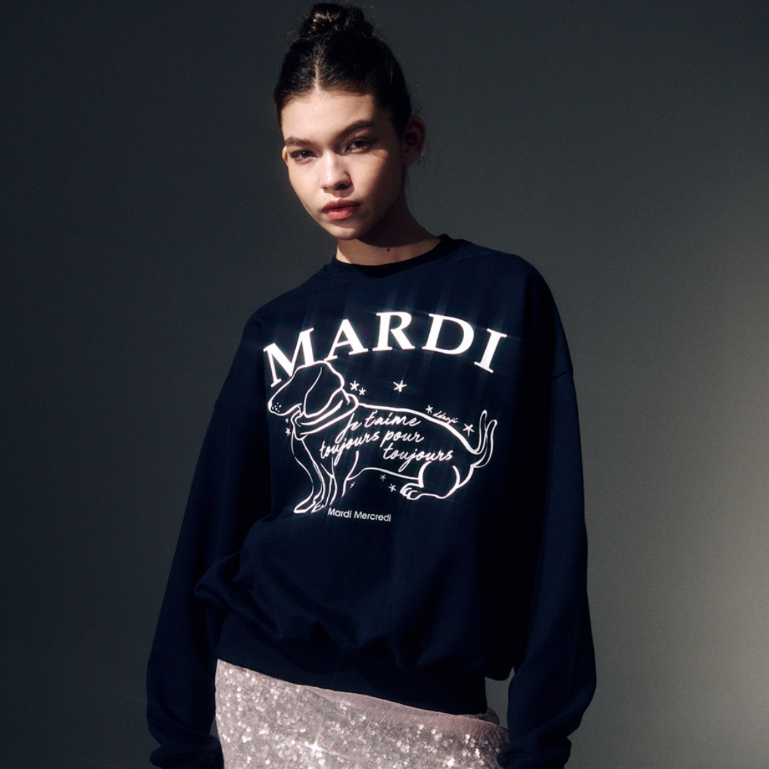 【Mardi Mercredi】SWEATSHIRT HOLIDAY SWING THE TAIL DDANJI MARDI MERCREDI - SWEATSHIRT SWING THE TAIL DDANJI_WHITE NAVY