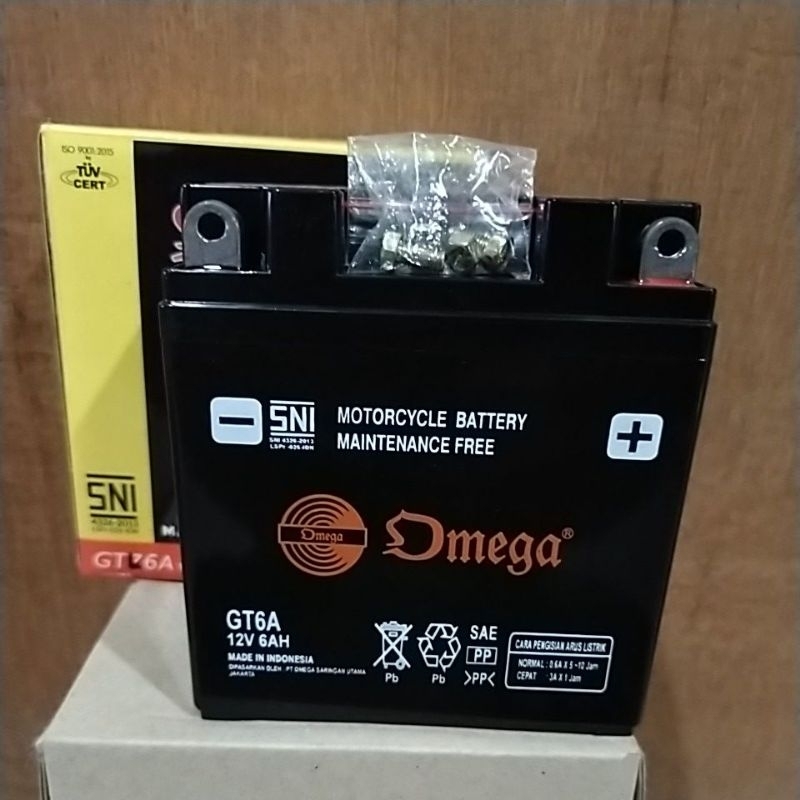 Jual Aki Motor OMEGA GT 6A 12V 6Ah Supra Vega Mio Smash Shogung DLL