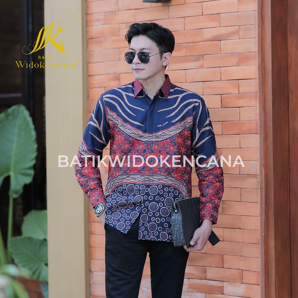 Jual KEMEJA BATIK KANTOR PREMIUM- MOTIF ABSTRAK AKAR KAWUNG NAVY ...