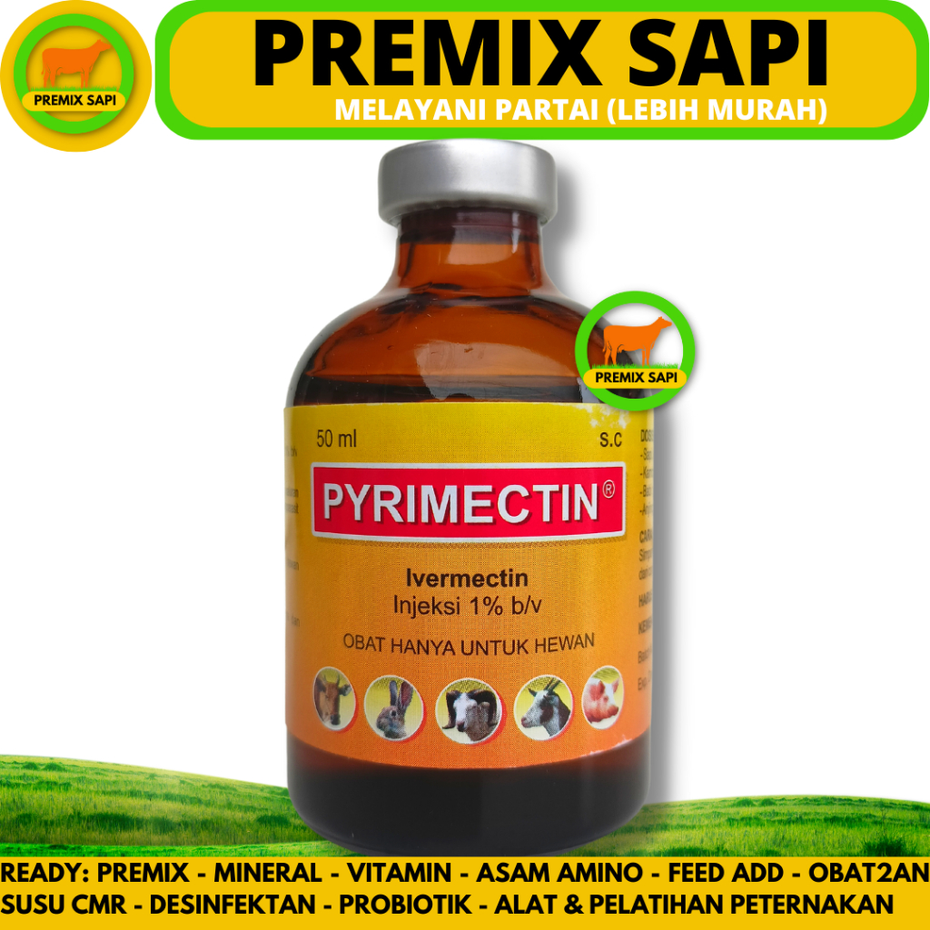 Jual PYRIMECTIN INJEKSI 50ML Obat Cacing Gudig Scabies Kutu Caplak ...