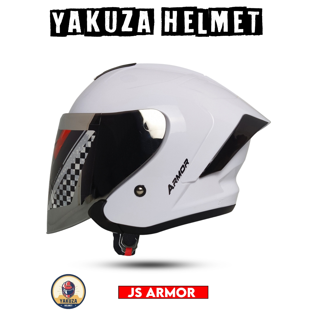 Jual Helm Half Face Js Armor Hitam Dof Kaca Visor Hitam Helm