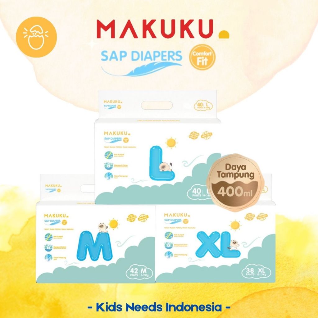 Jual MAKUKU Sap Diapers Comfort FIT JUMBO Popok Bayi Pants M42+4 / L40 ...