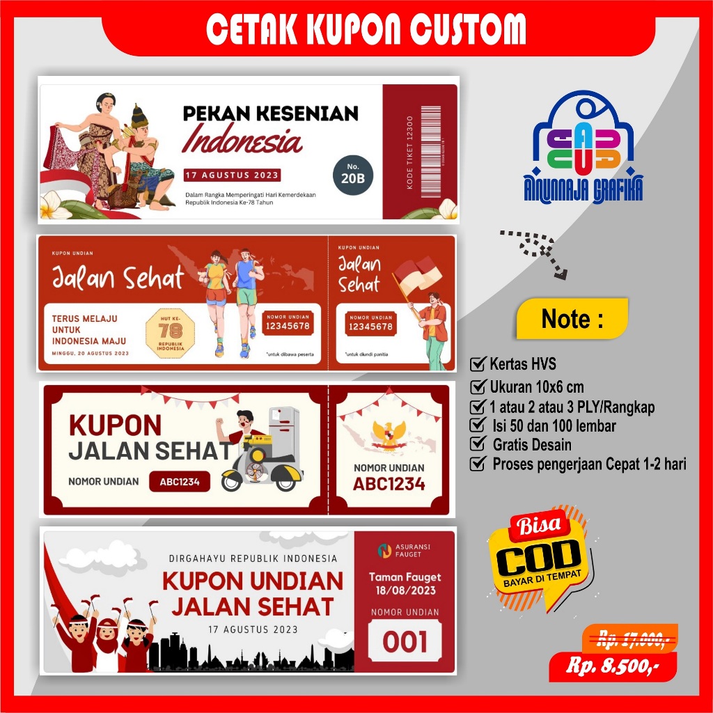 Jual Kupon custom, kupon jalan sehat, kupon agustusan, cetak Kupon ...