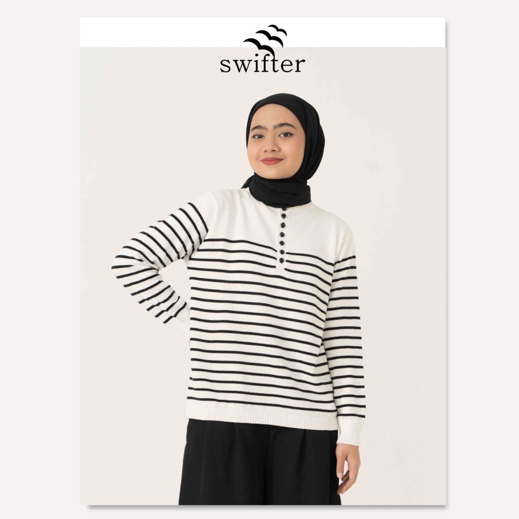 Jual Swifter - Elea Stripes Knit Top / Atasan Rajut | Shopee Indonesia