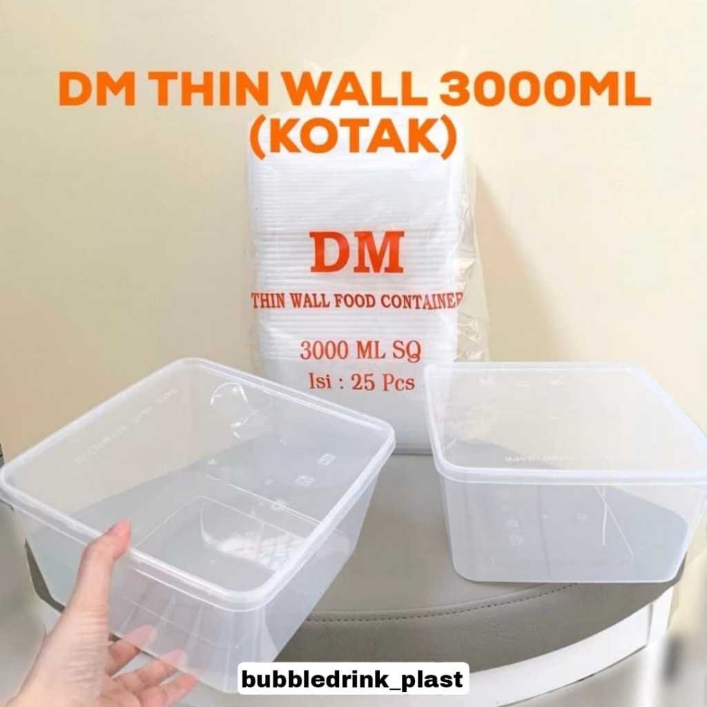 Jual Thinwall Square Thinwall Kotak 3000ml Kotak Makan Plastik