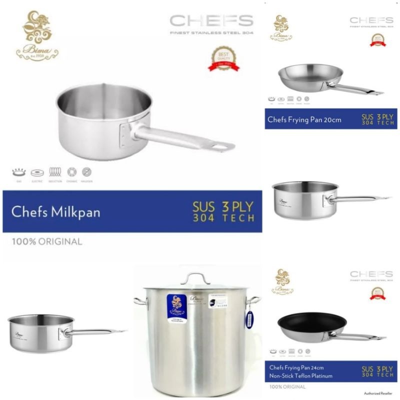 Jual Bima Chef Sauce Pan Fry Pan Milkpan Stainless SUS 304 Frying Pan ...