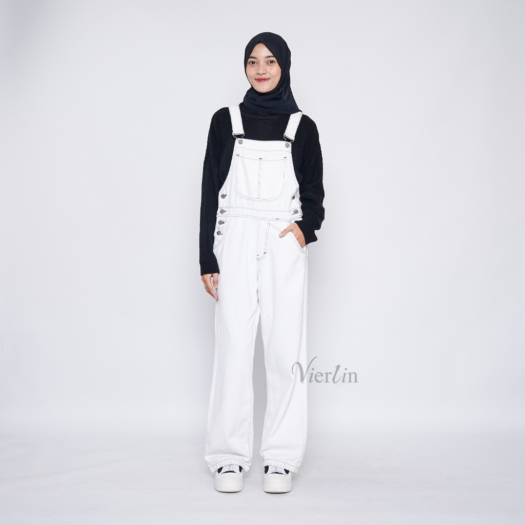 Overall hot sale jeans putih