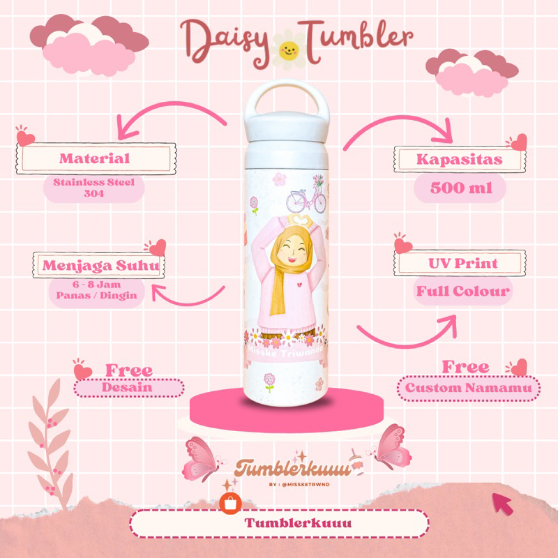Jual Tumbler Custom | Daisy tumbler | Tumbler Coffee | Tumbler Air ...