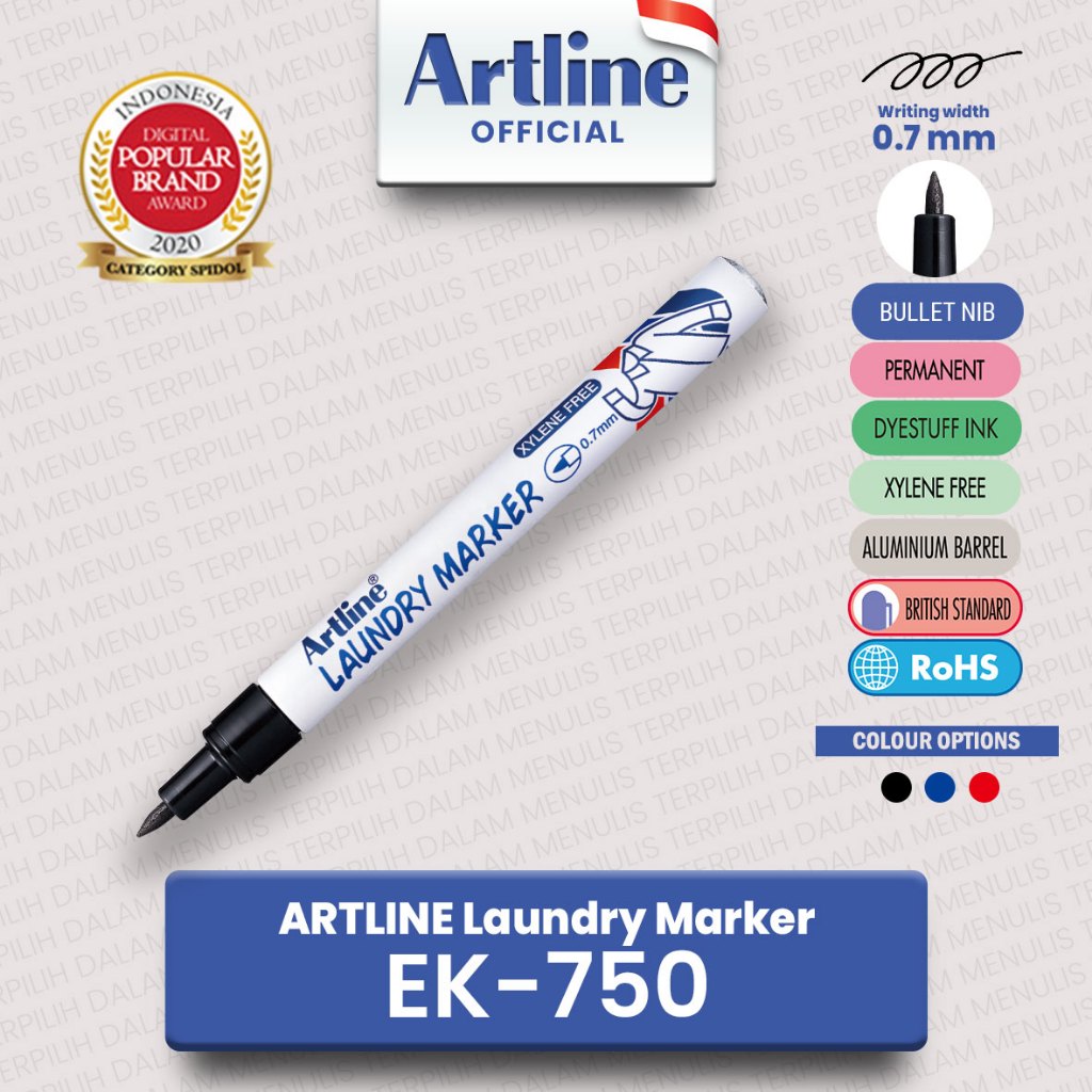 Jual ARTLINE Spidol Kain Fabric Laundry Marker EK750 Shopee Indonesia
