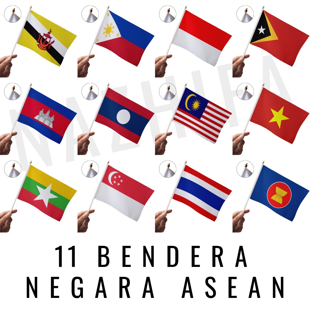 Jual 11 Bendera Tangan Negara ASEAN - Bendera Stik Pawai Mini Kecil ...