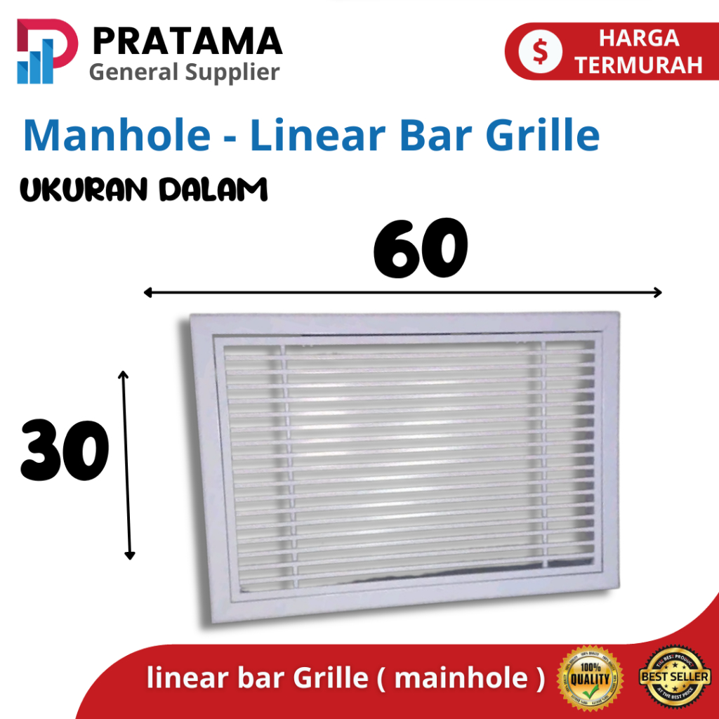 Jual Manhole Grille AC linear bar ukuran ukuran dalam 40cm x 60cm