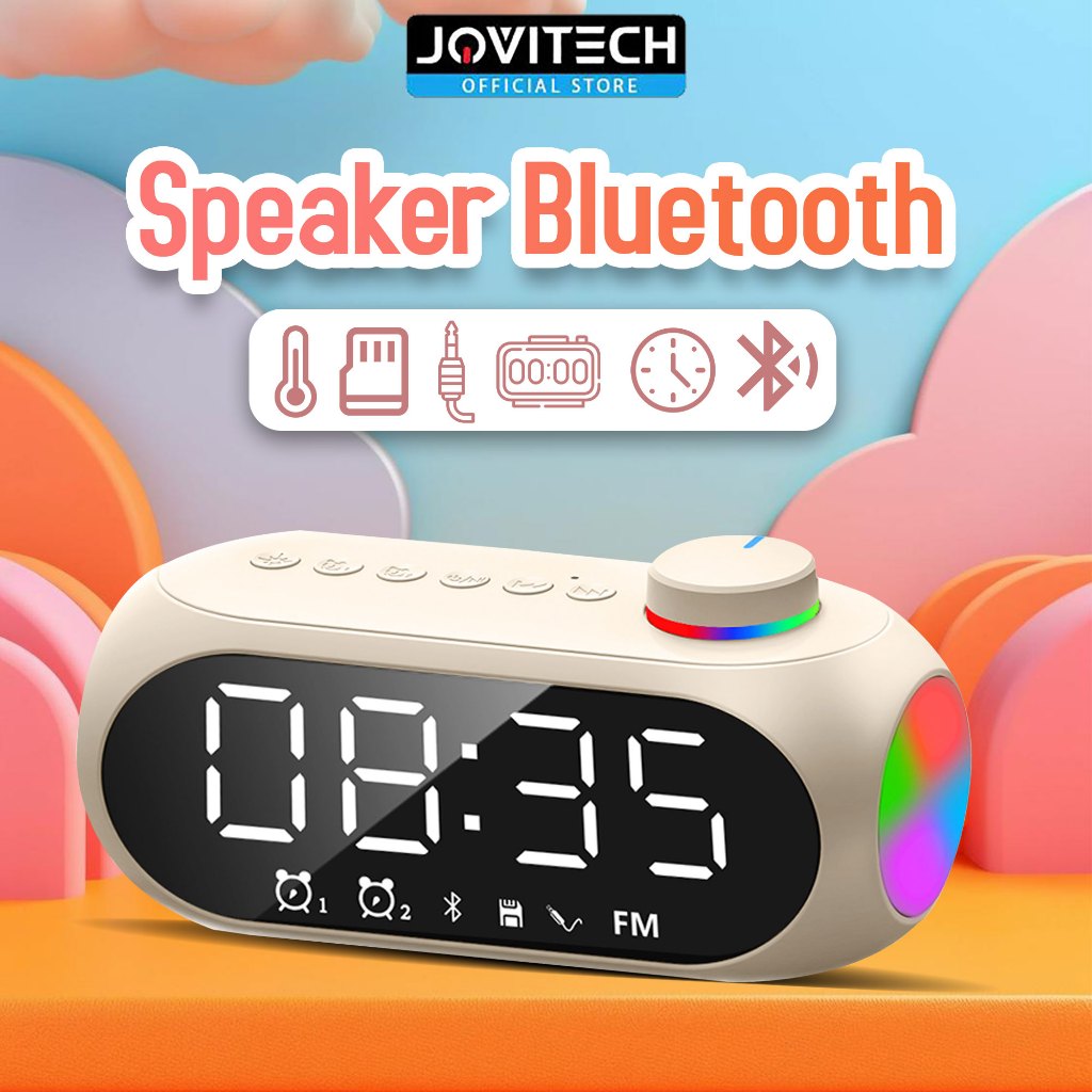 Jual Jovitech Speaker Bluetooth Jam LED Smart Multifunction Alarm Clock Speaker Portable Super